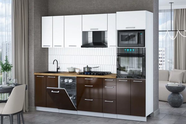 Кухонный гарнитур Интерлиния Мила Gloss 2.55-ПМ3