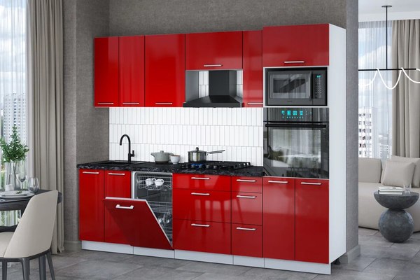 Кухонный гарнитур Интерлиния Мила Gloss 2.55-ПМ3