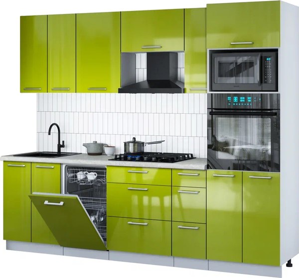 Кухонный гарнитур Интерлиния Мила Gloss 2.55-ПМ3 - фото