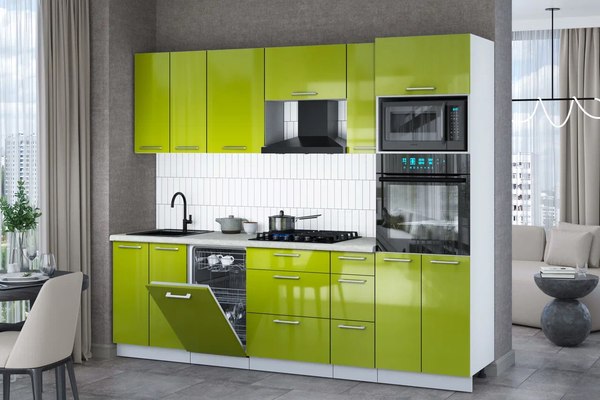 Кухонный гарнитур Интерлиния Мила Gloss 2.55-ПМ3