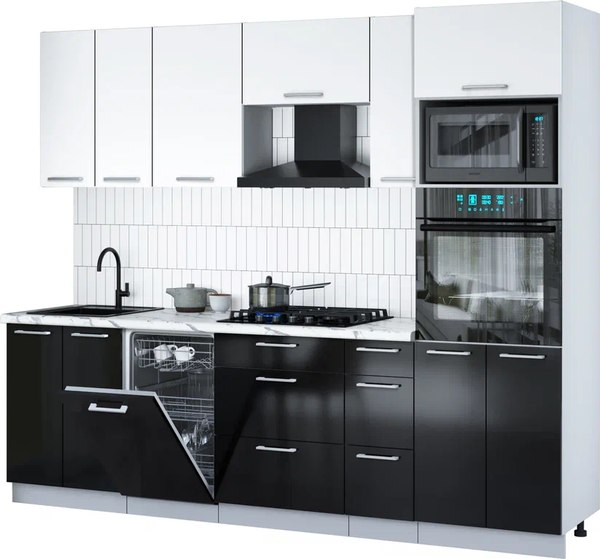 Кухонный гарнитур Интерлиния Мила Gloss 2.55-ПМ3 - фото