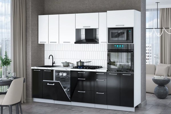 Кухонный гарнитур Интерлиния Мила Gloss 2.55-ПМ3