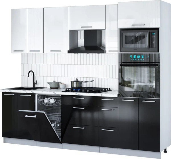 Кухонный гарнитур Интерлиния Мила Gloss 2.55-ПМ3 - фото