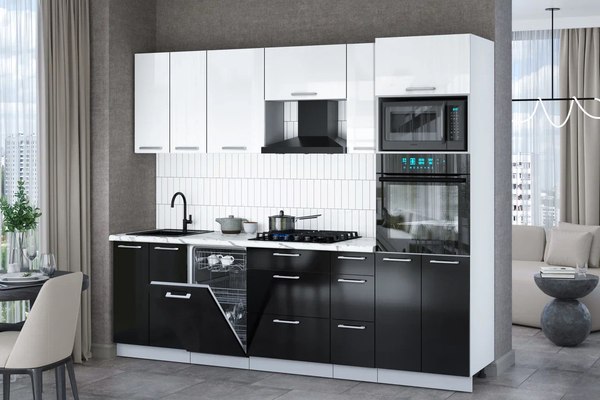 Кухонный гарнитур Интерлиния Мила Gloss 2.55-ПМ3