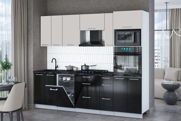 Кухонный гарнитур Интерлиния Мила Gloss 2.55-ПМ3