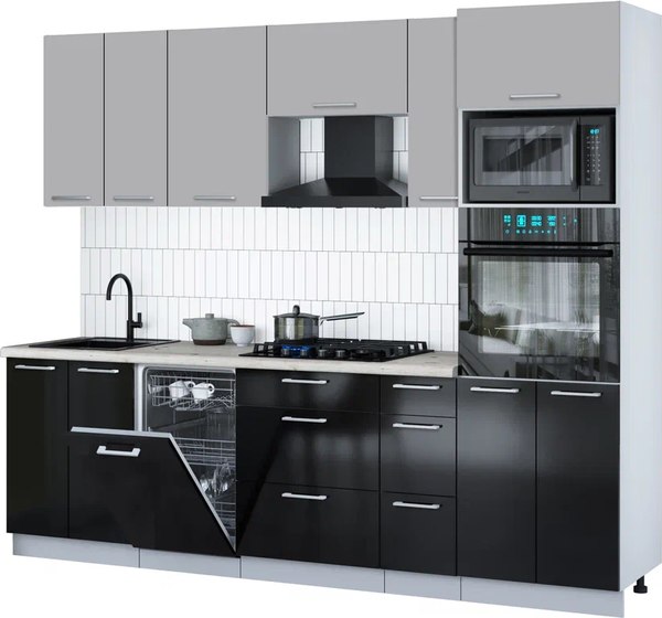 Кухонный гарнитур Интерлиния Мила Gloss 2.55-ПМ3 - фото