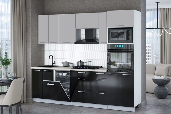 Кухонный гарнитур Интерлиния Мила Gloss 2.55-ПМ3