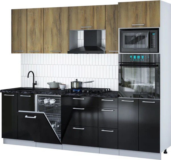 Кухонный гарнитур Интерлиния Мила Gloss 2.55-ПМ3 - фото