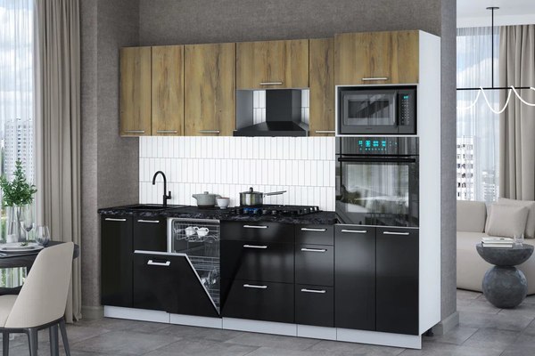 Кухонный гарнитур Интерлиния Мила Gloss 2.55-ПМ3