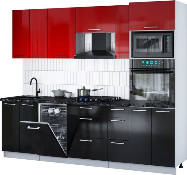 Кухонный гарнитур Интерлиния Мила Gloss 2.55-ПМ3 - фото