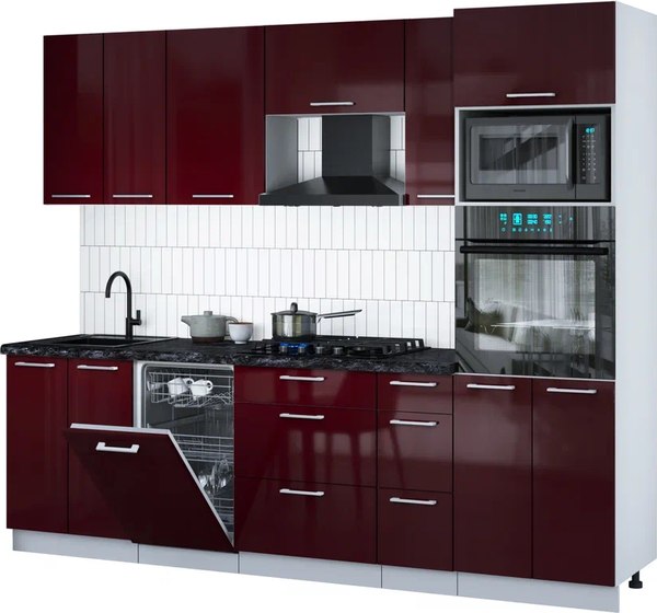 Кухонный гарнитур Интерлиния Мила Gloss 2.55-ПМ3 - фото