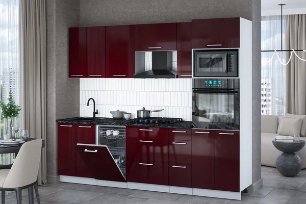 Кухонный гарнитур Интерлиния Мила Gloss 2.55-ПМ3