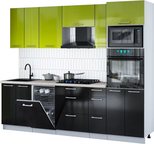 Кухонный гарнитур Интерлиния Мила Gloss 2.55-ПМ3 - фото