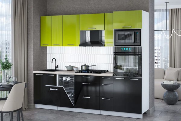 Кухонный гарнитур Интерлиния Мила Gloss 2.55-ПМ3