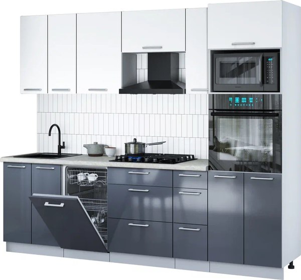 Кухонный гарнитур Интерлиния Мила Gloss 2.55-ПМ3 - фото