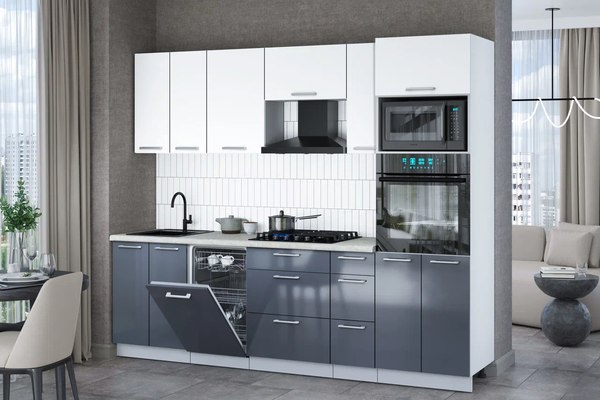 Кухонный гарнитур Интерлиния Мила Gloss 2.55-ПМ3