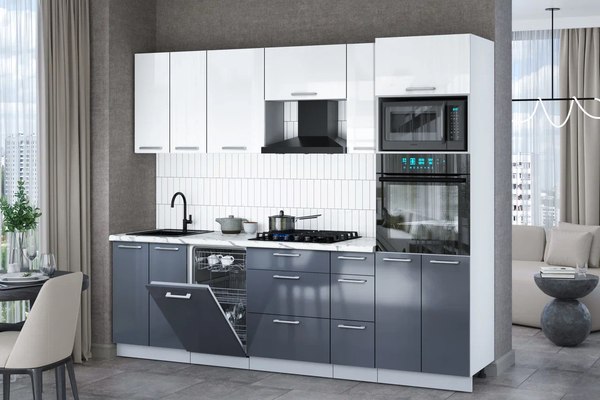 Кухонный гарнитур Интерлиния Мила Gloss 2.55-ПМ3