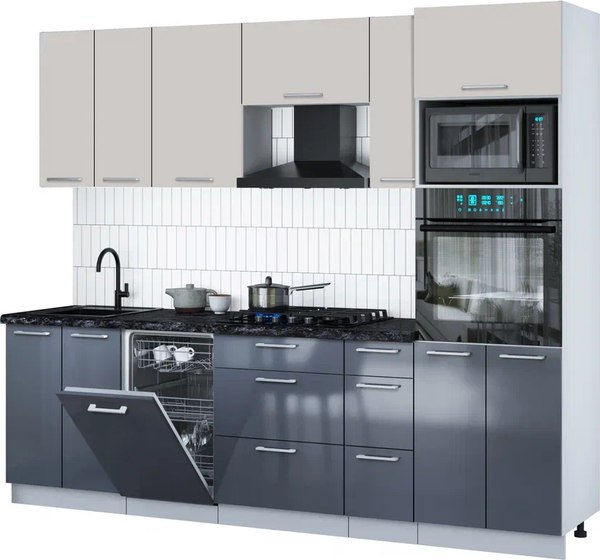 Кухонный гарнитур Интерлиния Мила Gloss 2.55-ПМ3 - фото