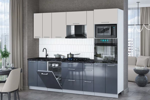 Кухонный гарнитур Интерлиния Мила Gloss 2.55-ПМ3