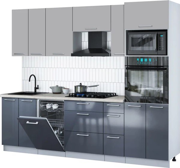 Кухонный гарнитур Интерлиния Мила Gloss 2.55-ПМ3 - фото
