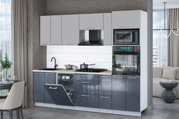 Кухонный гарнитур Интерлиния Мила Gloss 2.55-ПМ3