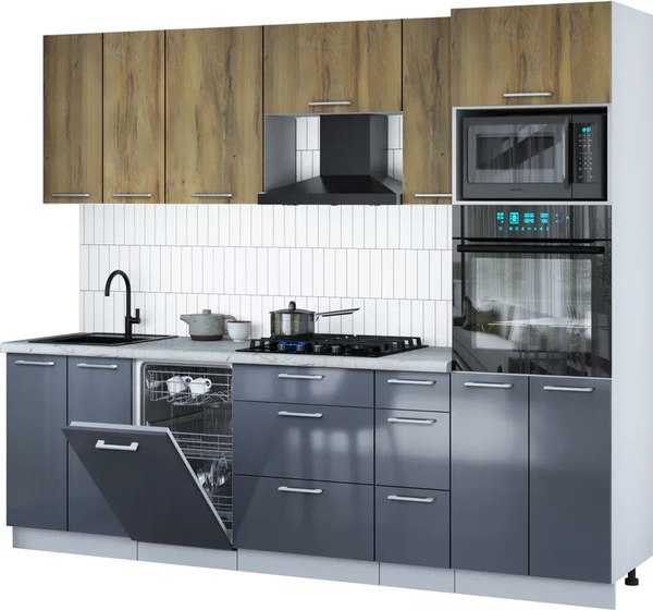 Кухонный гарнитур Интерлиния Мила Gloss 2.55-ПМ3 - фото