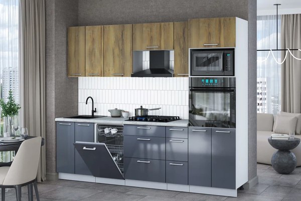 Кухонный гарнитур Интерлиния Мила Gloss 2.55-ПМ3