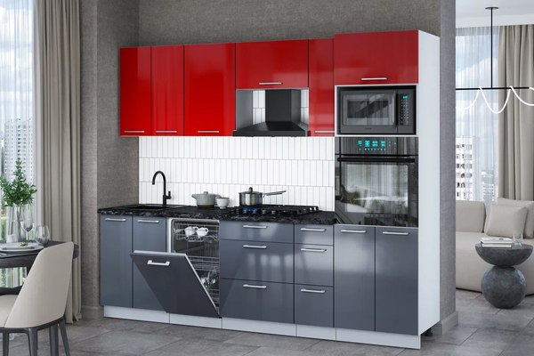 Кухонный гарнитур Интерлиния Мила Gloss 2.55-ПМ3