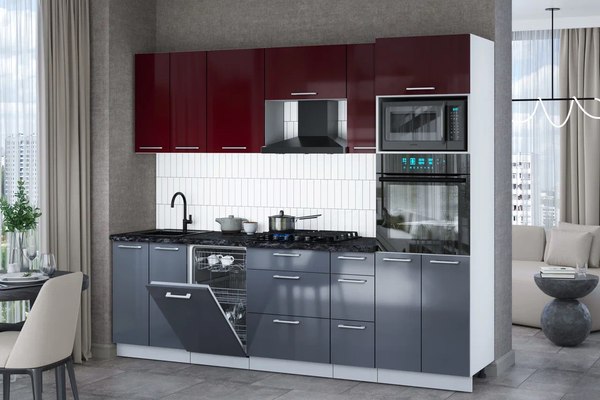 Кухонный гарнитур Интерлиния Мила Gloss 2.55-ПМ3