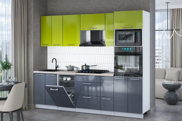 Кухонный гарнитур Интерлиния Мила Gloss 2.55-ПМ3