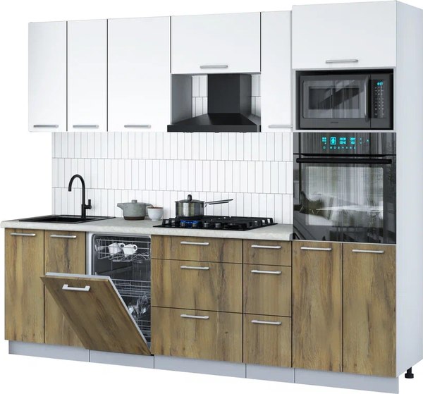 Кухонный гарнитур Интерлиния Мила Gloss 2.55-ПМ3 - фото