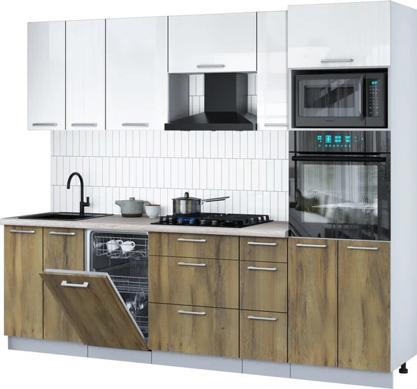 Кухонный гарнитур Интерлиния Мила Gloss 2.55-ПМ3 - фото