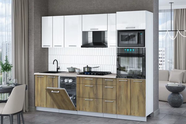 Кухонный гарнитур Интерлиния Мила Gloss 2.55-ПМ3