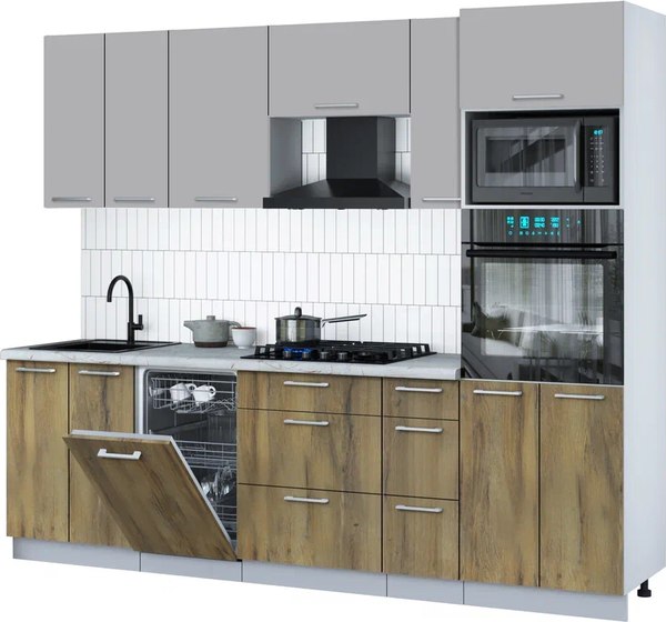 Кухонный гарнитур Интерлиния Мила Gloss 2.55-ПМ3 - фото