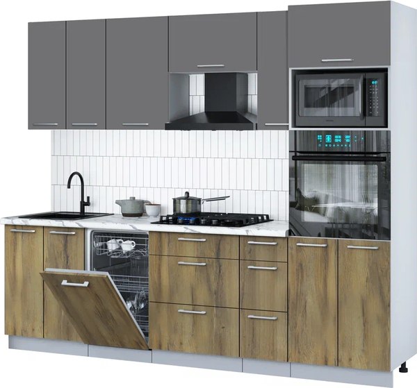 Кухонный гарнитур Интерлиния Мила Gloss 2.55-ПМ3 - фото