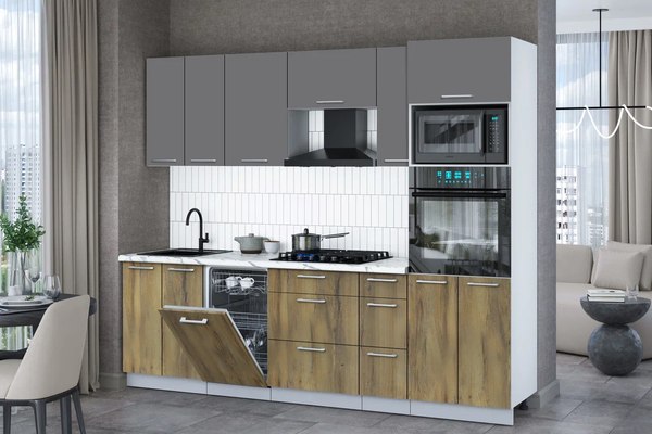 Кухонный гарнитур Интерлиния Мила Gloss 2.55-ПМ3