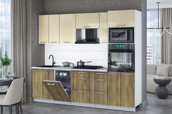 Кухонный гарнитур Интерлиния Мила Gloss 2.55-ПМ3