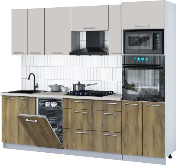 Кухонный гарнитур Интерлиния Мила Gloss 2.55-ПМ3 - фото