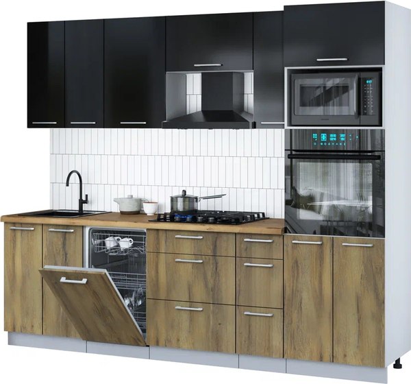 Кухонный гарнитур Интерлиния Мила Gloss 2.55-ПМ3 - фото
