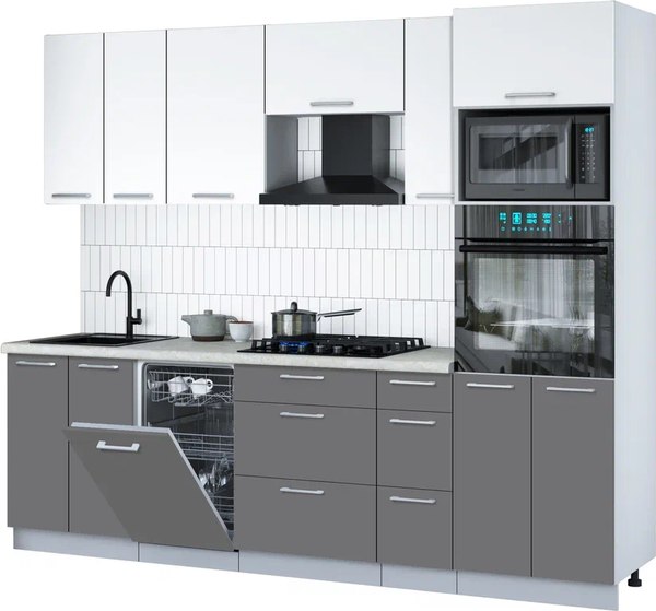 Кухонный гарнитур Интерлиния Мила Gloss 2.55-ПМ3 - фото