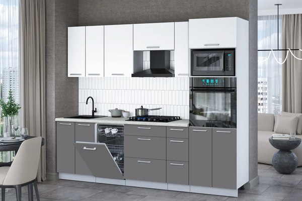 Кухонный гарнитур Интерлиния Мила Gloss 2.55-ПМ3