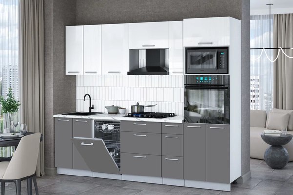 Кухонный гарнитур Интерлиния Мила Gloss 2.55-ПМ3