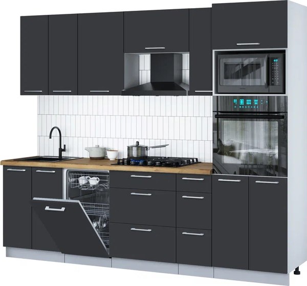 Кухонный гарнитур Интерлиния Мила Gloss 2.55-ПМ3 - фото