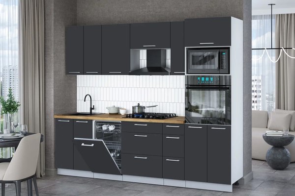 Кухонный гарнитур Интерлиния Мила Gloss 2.55-ПМ3