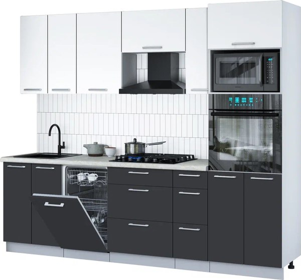 Кухонный гарнитур Интерлиния Мила Gloss 2.55-ПМ3 - фото
