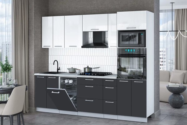 Кухонный гарнитур Интерлиния Мила Gloss 2.55-ПМ3