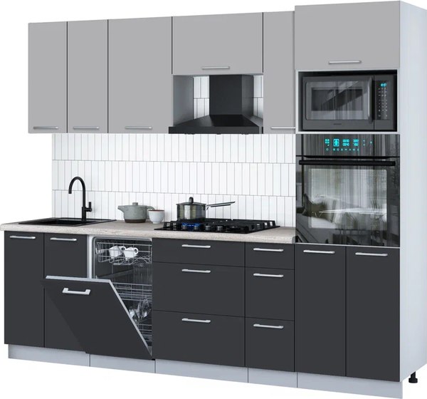 Кухонный гарнитур Интерлиния Мила Gloss 2.55-ПМ3 - фото