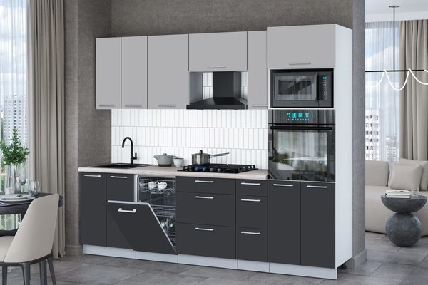 Кухонный гарнитур Интерлиния Мила Gloss 2.55-ПМ3