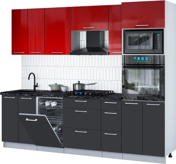 Кухонный гарнитур Интерлиния Мила Gloss 2.55-ПМ3 - фото