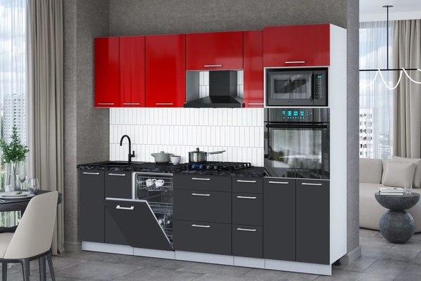 Кухонный гарнитур Интерлиния Мила Gloss 2.55-ПМ3